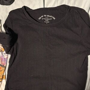 Black Ribbed Long Sleeve Top